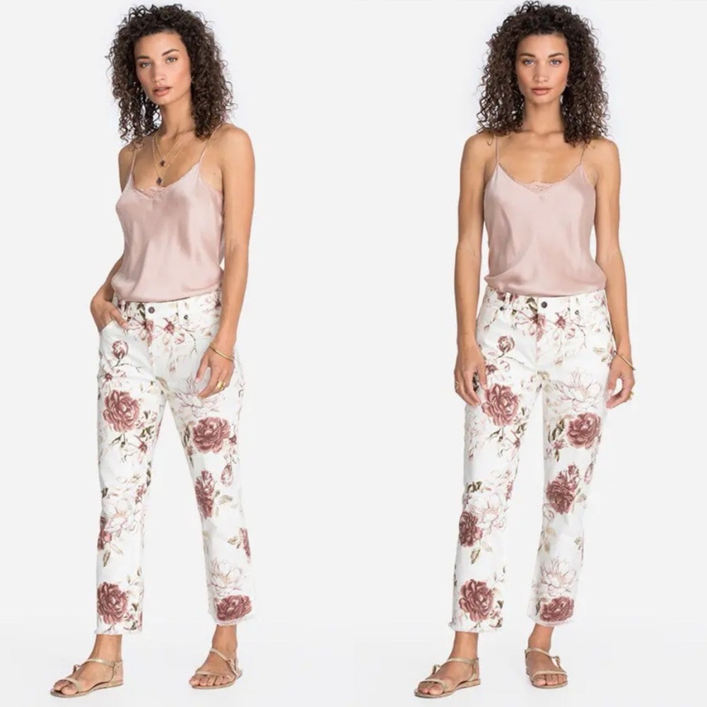 Johnny Was Cropped Rose Print Jeans Size 26